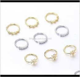 Rings Studs Human Body Jewellery Bone Piercing Nail Set Colour Prerving Electroplated Plum Blossom Zircon Nose Ring K2X0S Xyhwj4192057