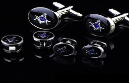 High quality polished shining brass men039s silver masonic cuff links and mason button Mens mason shirt cufflink9465943