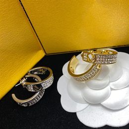 Luxury Circle Pendant Studs Women Diamond Shinning Earrings 2 Colors Personality Designer Earring Trendy Stud Jewelry297H