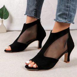 Sandals Sexy High Heels Women Summer Mesh Peep Toe Shoes 2024 Fashion Pointed Elegant Dress Pumps Female Zapatos