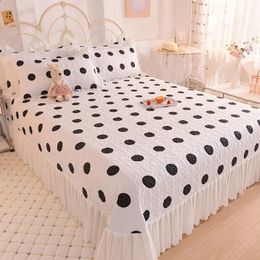 Princess Chiffon Lace Bed Cover Set Quilting Sand Cotton Spread and Pillowcase Home Soft Breathable Bedspread 3 Pcs 231225