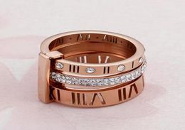 2022 Ring Designer Women Stainless Steel Rose Gold Roman Numeral Ring Fashion Wedding Engagement Jewellery Birthday Gift2562099