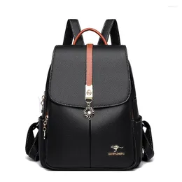 School Bags 2023 Large Capacity Women Backpacks Luxury Designer Travel High Quality Pu Leather Teenage Girls Ladies Bookpack