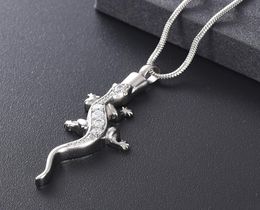 Z10076 Silver Colour lizard Cremation Jewellery with ashes lost pet stainless steel commemorative urn Necklace Holder souvenir Pend9892249