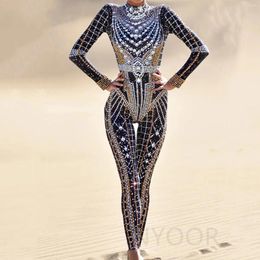 Stage Wear Shiny Fashion Rhinestone Tight Gorgeous Temperament Sexy Showgirl Performance Costumes