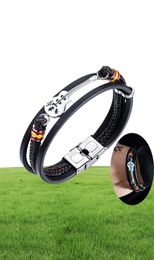 Stainless steel Mini guitar Leather bracelets For Men Punk Personalised Genuine Leather Rope Bangle music Charm Fashion Jewellery Gi1764628