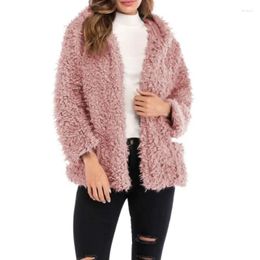 Women's Fur Autumn Winter Warm Coat Women Solid Colour Fluffy Long Sleeve Teddy Bear Jackets Fashion Casual Sweaters Loose Outfits
