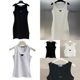 Women's Casual Dresses stone Fashion island Brands Womens Tops Tank Dress Knitted Cotton U Neck Sleeveless Solid Sexy Dresses Elasticity Bodycon Mini Skirt