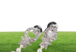 Top quality drop earring with diamond and pearl in platinum color for mother and girl friend jewelry gift PS354956589008147736