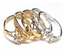 10pcslot Mix Style Gold Plated Crystal Rhinestone Bracelets Bangle For DIY Fashion Jewellery Gift CR35 Shipp8251994