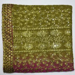 Ethnic Clothing Georgette Veil Floral Wedding Dupatta Scarf Golden Sequins Embroidery Sarees