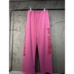 Designer Balanciaga Pant B family runway exclusive inkjet graffiti print wash and worn-out men's and women's loose pants casual pants