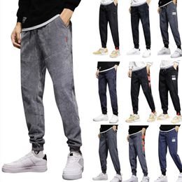 Men's Pants Mens Harlan Casual Lace-up Track Cuff Solid Color Workout With Pocket Boy Slip