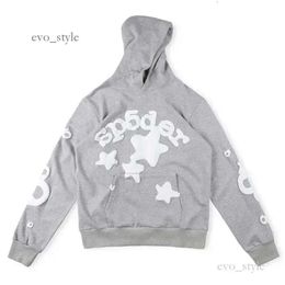 Men's Hoodies Swe 2023 Sky Blue Sp5der 555555 Hoodie Men Women High Quality Angel Number Puff Pastry Printing Graphic Spider Web 751