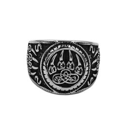 Vikings Norse Amulet Bear Paw Ring Stainless Steel Jewelry Celtic Knot Charms Claws Motor Biker Mens Ring 889B315h