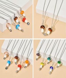 Pendant Necklaces Vintage Magnetic Necklace With Bell Mushroom Earrings Punk BFF Friendship Jewelry Decoration Gift For Girl Women3908080