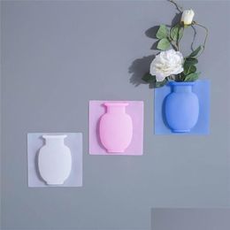 Vases Creative Magic Vase Soft Wall Hanging Bathroom Refrigerator Decal Bottle Water Cture Flower Sile 220527 Drop Delivery Home Gard Dhfod