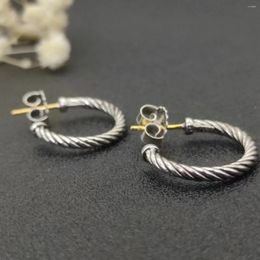 Hoop Earrings HSC Gold Hook Twisted Wire Buckle In Sterling Silver With 14K Yellow Plated