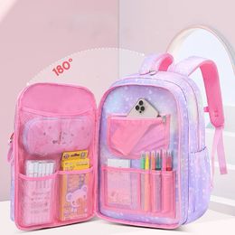 Primary School Backpack Cute Colourful Bags for Girls Princess School Bags Waterproof Children Rainbow Series Schoolbags 231222