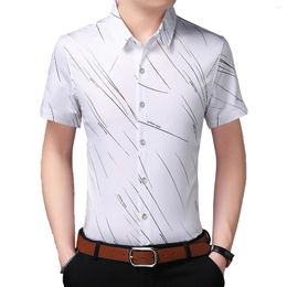 Men's Casual Shirts No Ironing Shirt Men Summer Fashion Striped Short Sleeve Male Socail Business Office Dress Blouse 5XL 6XL 7XL