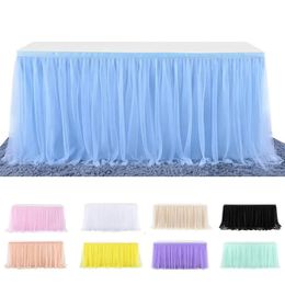 183Cm77Cm Round Square Table Skirt Tulle Tutu Skirts el Supplies For Wedding Kids Girl Birthday Party Decor 231225