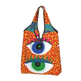 Shopping Bags Yayoi Kusama Japanese Artist Reusable Grocery 50LB Weight Capacity Heavy Duty Tote Bag Eco-Friendly Washable