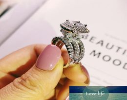 Trendy Luxury Big 925 Sterling Silver Engagement Ring for Women and Ladys Christmas Gifts with Cushion Zirconia Wedding R48987547696