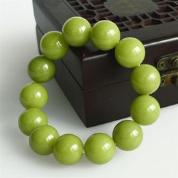 Beaded Strands GREEN Fluorite Night Pearl Bead Bracelet Glow Light Bracelet Moonstone stone Natural jade for women men222R