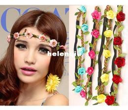 Ganzes böhmisches Stirnband für Frauen, Blumen, geflochtenes Leder, elastisches Kopftuch für Damen, Haarband, verschiedene Farben, Haarschmuck3283644