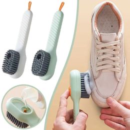 New 1/2pcs Shoes Brush Automatic Liquid Discharge Multifunction Press Out Shoes Cleaner Soft Bristles Clothes Brushes Cleaning Tool