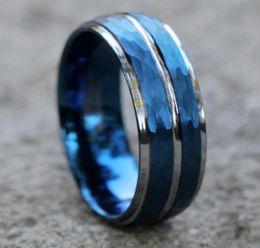 8MM Men039s Fashion Tungsten Carbide Groove Ring Blue Meteorite Inlaid Engagement Band Wedding Jewelry Gift For Him Size 6137869398