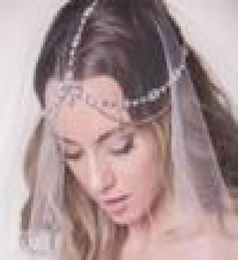 Stonefans Bridal Headband Rhinestone Wedding Hair Chain Headpiece Accessories for Women Crystal Boho Forehead Head Chain Jewelry F8570005