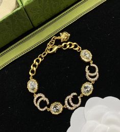 Have stamps Vintage Charm Bracelets Diamonds Crystal Letters Luxury Designer Bracelets Ladies Party Gifts Jewelry7031066