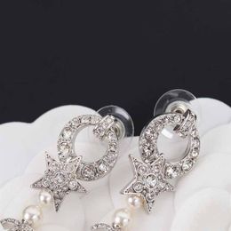 Top quality drop earring with diamond and pearl in platinum color for mother and girl friend jewelry gift PS35492750