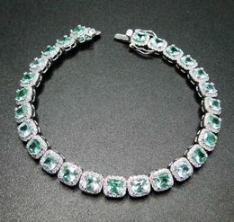 100 925 Sterling Silver Bracelet Tanzanite Green Spinel 5mm stone Women Bracelet for gift 2105244340476