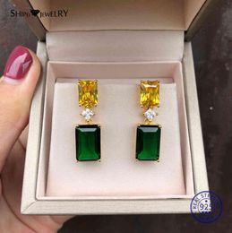 Shipei Natural Green Emerald Earrings Gold Fine Jewelry Stud Emerald Earrings 925 Sterling Silver Personalized Birthday Gift 210321372433