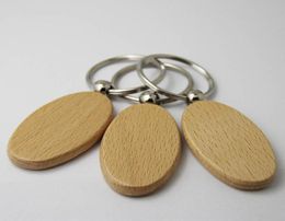 Whole 10pcs Oval Blank Wooden Key Chain DIY Promotion Customized Key Tags Car Promotional Gift Key Ring 8065347