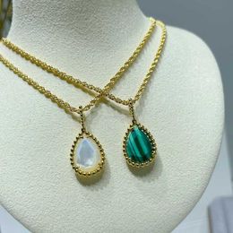 Pendant Necklaces Summer high quality popular brand Luxury Jewellery Ladies Natural Stone Colourful Drop Pendant Shiny necklace Anniversary gift hotL231225