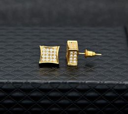 New Mens Jewellery Stud Earrings Hip Hop Cubic Zirconia Diamond Fashion Copper White Gold Filled Crystal Earring7542655
