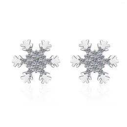 Stud Earrings Romantic Women Christmas Snowflake Cubic Zirconia Delicate Female Earring For Party Fine Gift Top Quality