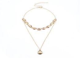 Pendant Necklaces Gold Ethnic Multi Layer Shell Statement Necklace Seashell Beach Chain Choker Women Jewelry2659005