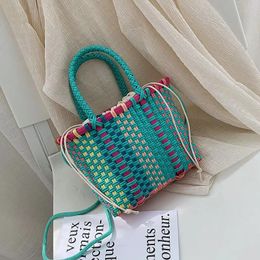 Bags Handmade Women's Shoulder Bag Plastic Woven Small Handbag Rattan Straw Beach Bags Female Messenger Crossbody Bag Travel Tote