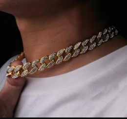 Hip Hop Bling Fashion Chains Jewelry Mens Gold Silver Miami Cuban Link Chain Necklaces Diamond Iced Out Chian Necklaces232s3673117