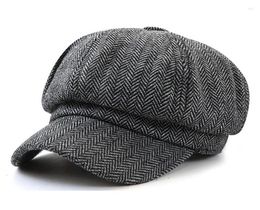 Berets Wuaumx 2022 Twill Sboy Cap For Men Women Autumn Tweed Octagonal Hat Vintage Artist Detective Hats Retro Baseball Caps Chape9836575