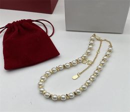 New Fashionable Pearl Necklaces Brand Ladies Gold Necklaces Designers Jewellery Women Party Chain Necklaces With Letter4190208