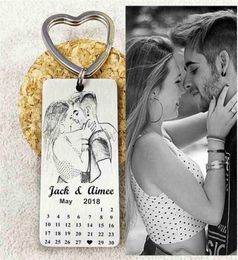 Personalised Calendar KeychainPo calendar key chain Hand Stamped Engrave Po Keychain Picture Keyring Custom Gift 2104101271819