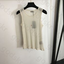 Simple Embroidery Thin Vest Womens Designer Cotton Casual Waistcoat Tulle Camisole Vest Sleeveless Shirt