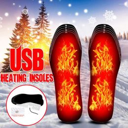 Men's Socks USB Heated Shoe Insoles Electric Foot Warming Pad Feet Warmer Sock Mat Winter Outdoor Sports Heating Insole Warm