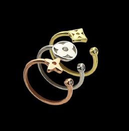 Womens Designer Ring Fashion Fourleaf Clover Ring Open Gold Rings Jewellery 3 piecesset7766392