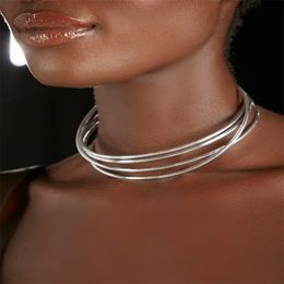 Arrival Gold Silver Color Geometric Choker Necklace For Women Fashion Female Neck Torques Collar dorado 231225